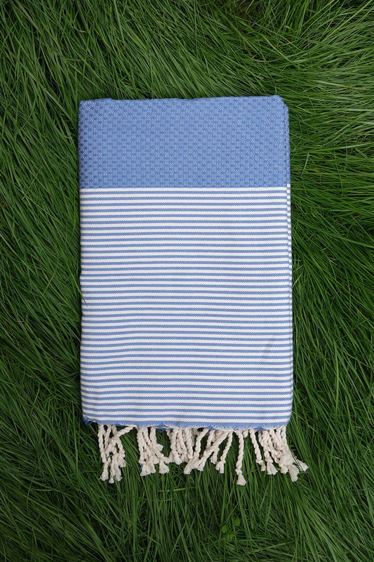 Hamam Blanket Honeycomb Stripe clear sky - Coudre Berlin